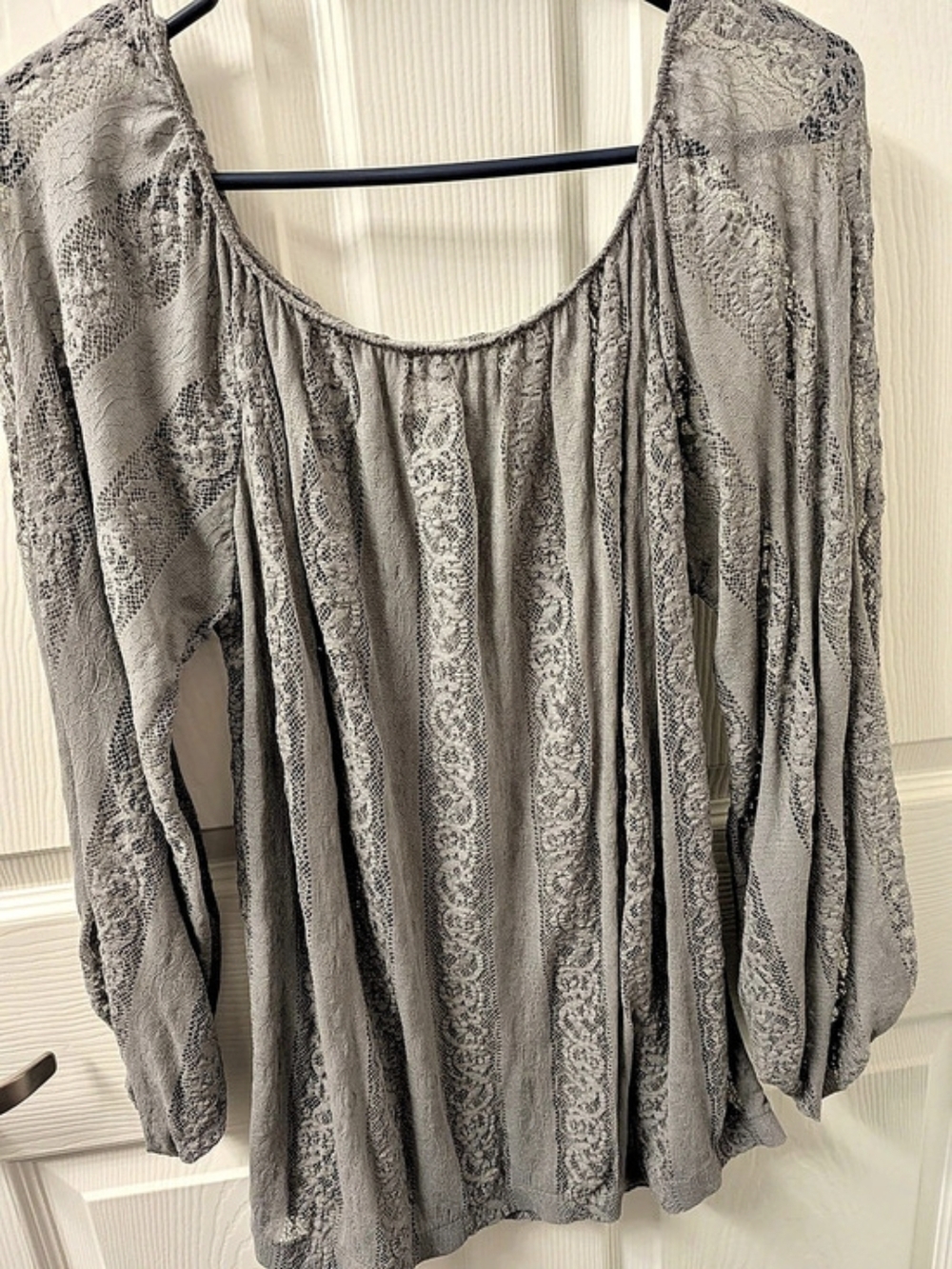 Paisley Lace Blouse in Gray Like New